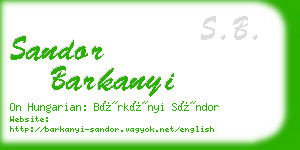 sandor barkanyi business card